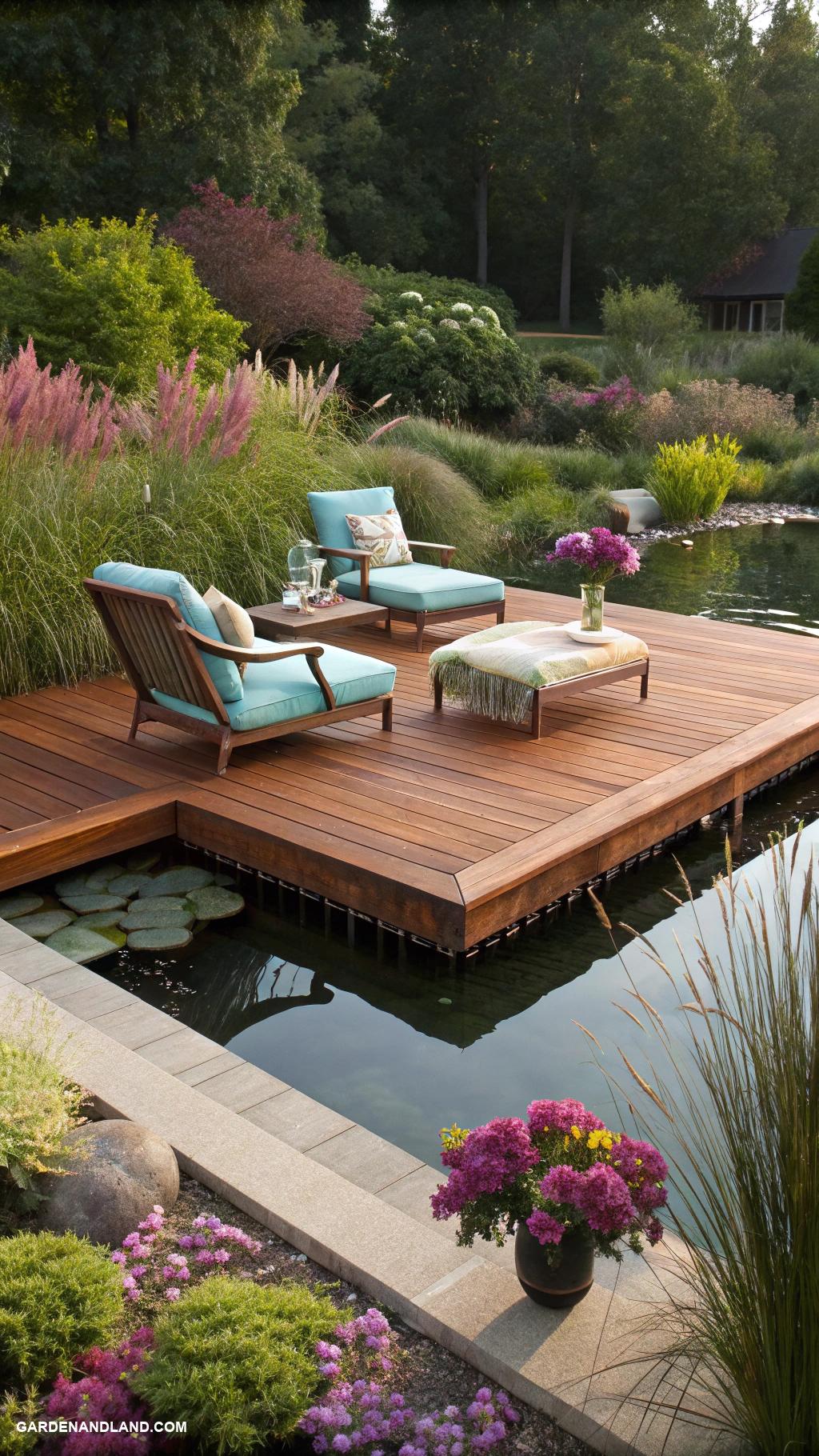 deck ideas off back of house Floating deck over water feature