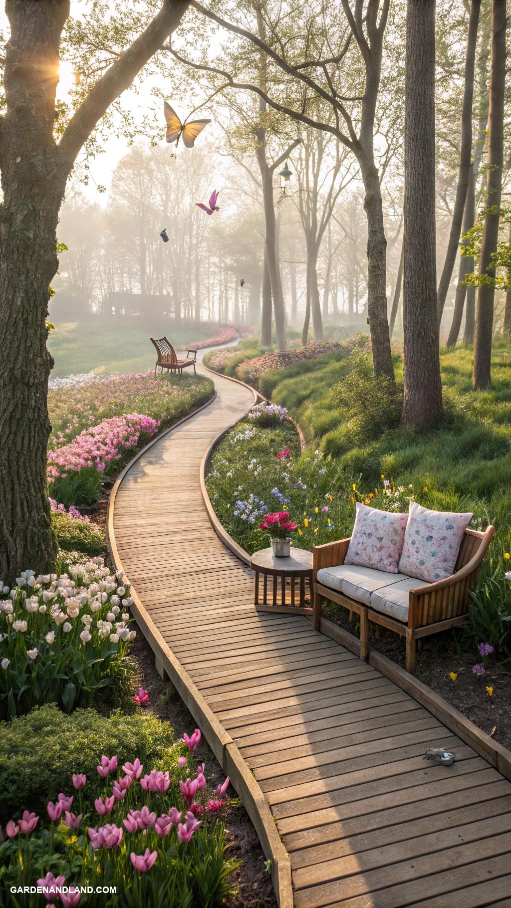deck ideas off back of house Nature inspired boardwalk through garden beds