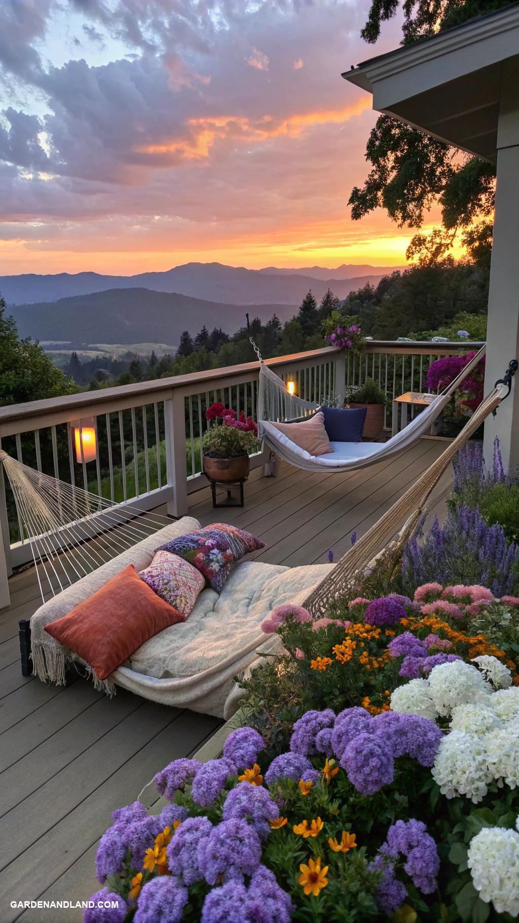 deck ideas off back of house Sunset viewing deck with cozy hammocks