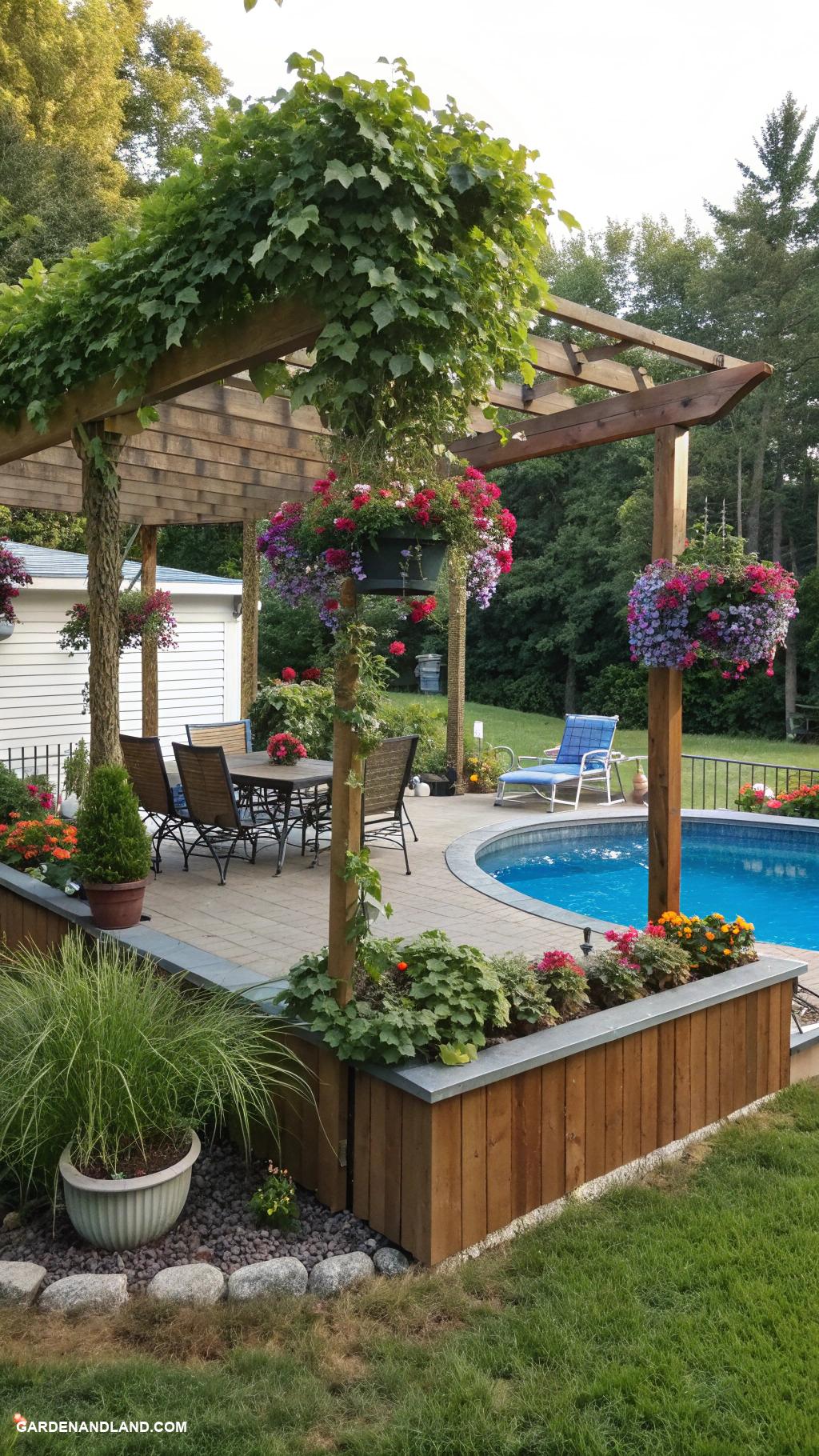diy above ground pool landscaping Build a pergola for shade
