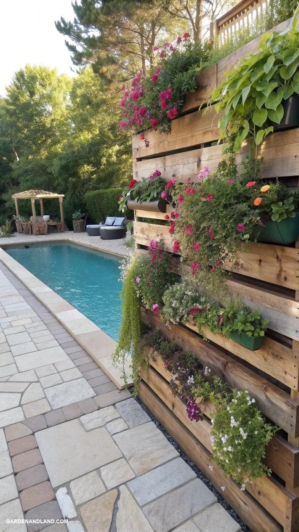diy above ground pool landscaping Construct a vertical garden wall