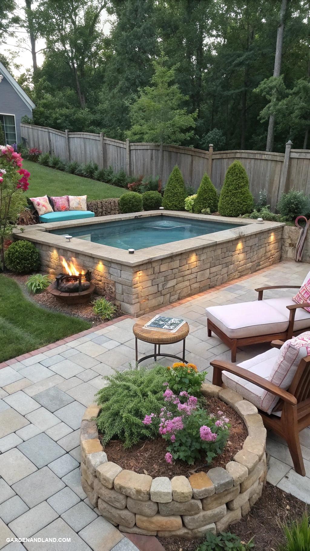 diy above ground pool landscaping Integrate a fire pit area