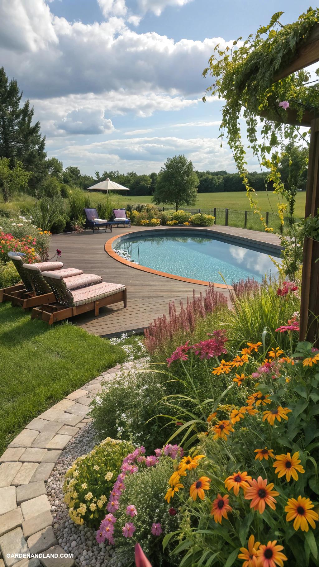 diy above ground pool landscaping Surround with native flowering plants