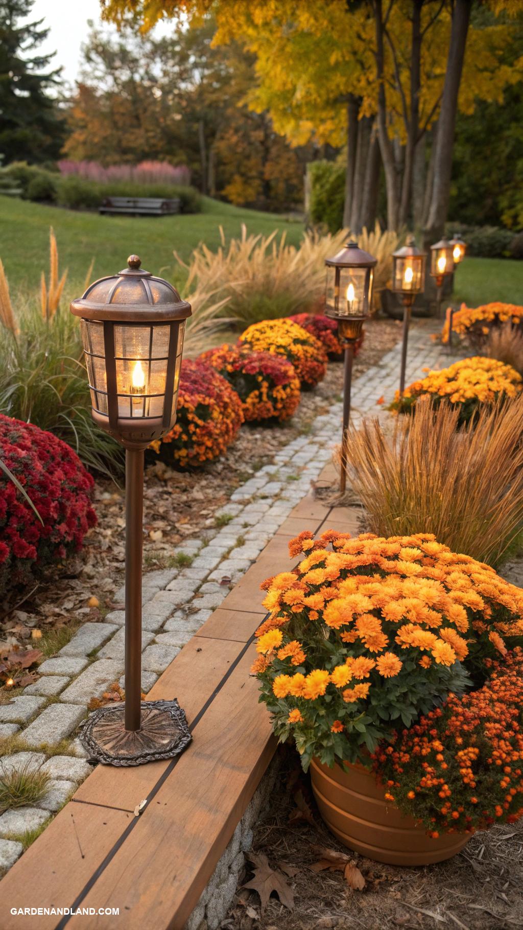 fall garden ideas Add solar powered garden lanterns