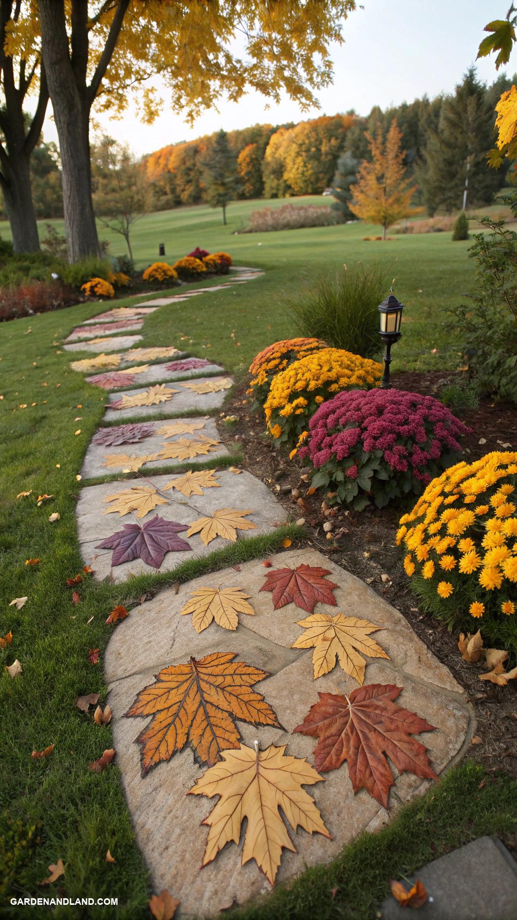 fall garden ideas Create a leaf themed stepping stone path