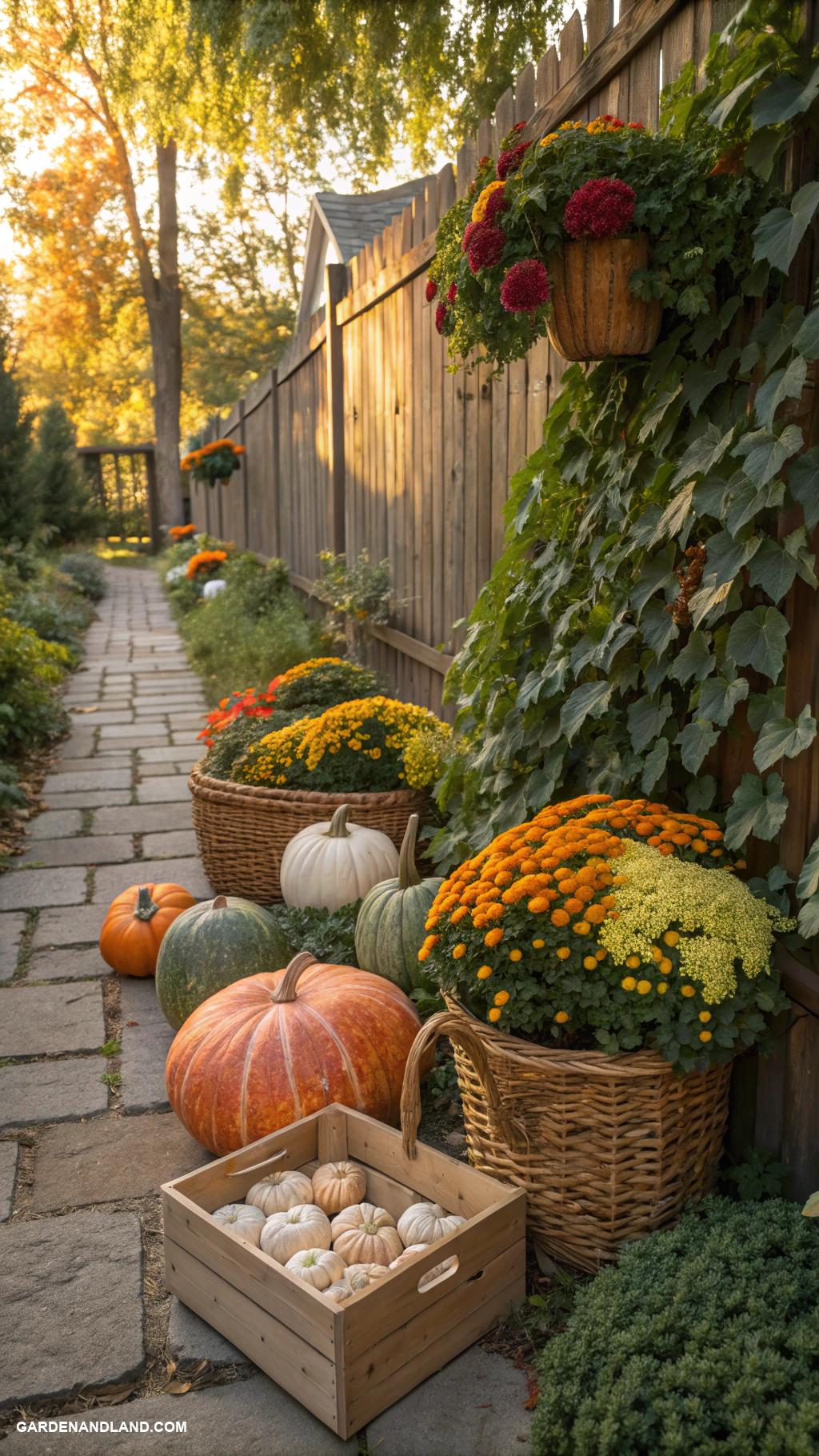 fall garden ideas Use pumpkins as garden decor