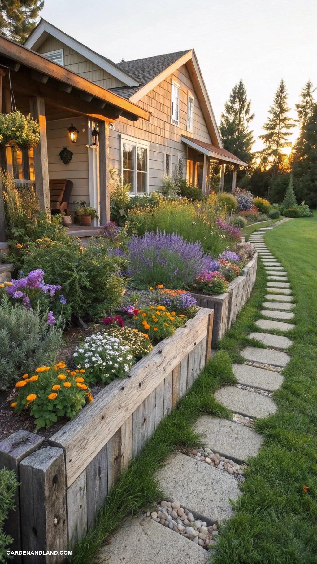 landscaping against house Using reclaimed wood for garden borders