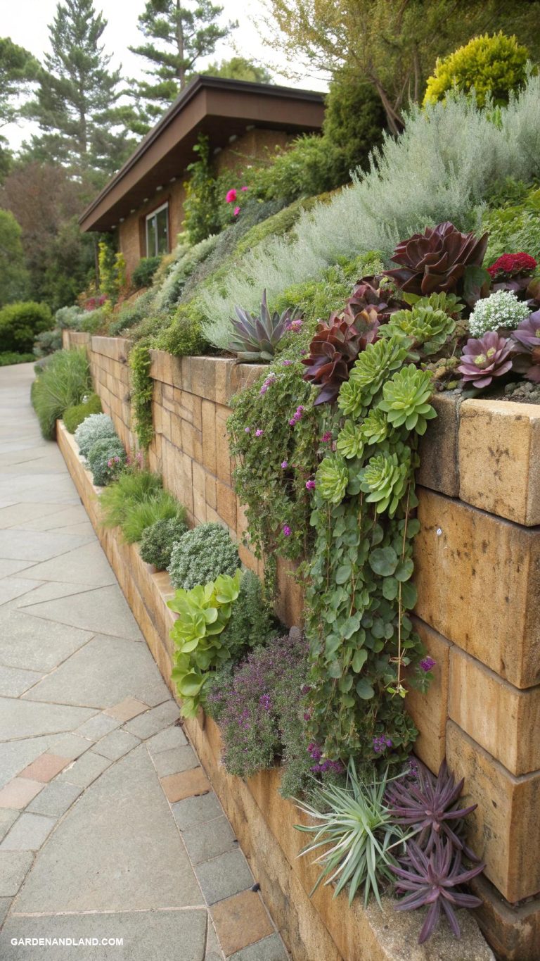landscaping retaining walls Living walls with succulents and herbs