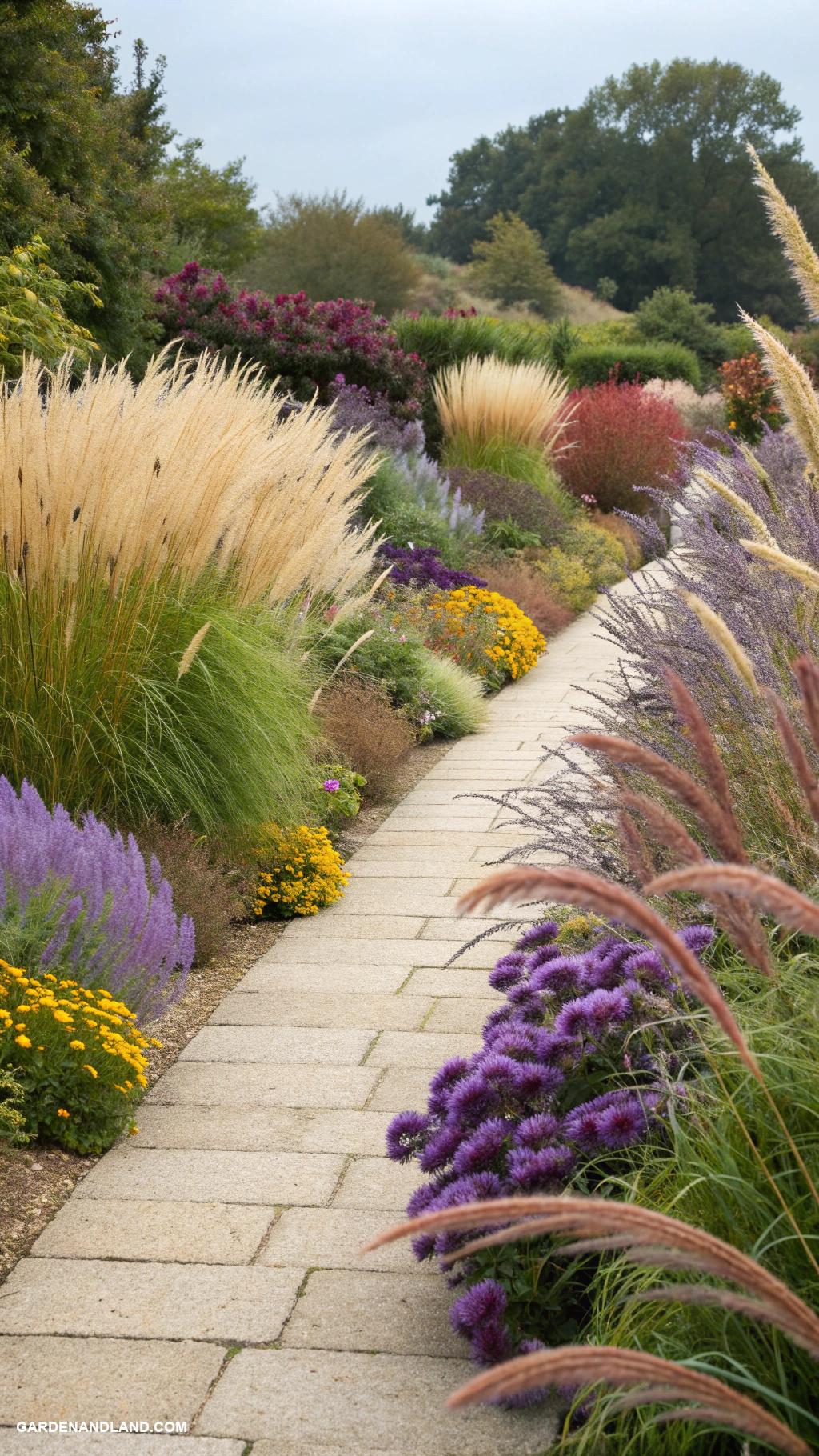 landscaping with ornamental grasses Colorful grass borders for vibrant pathways