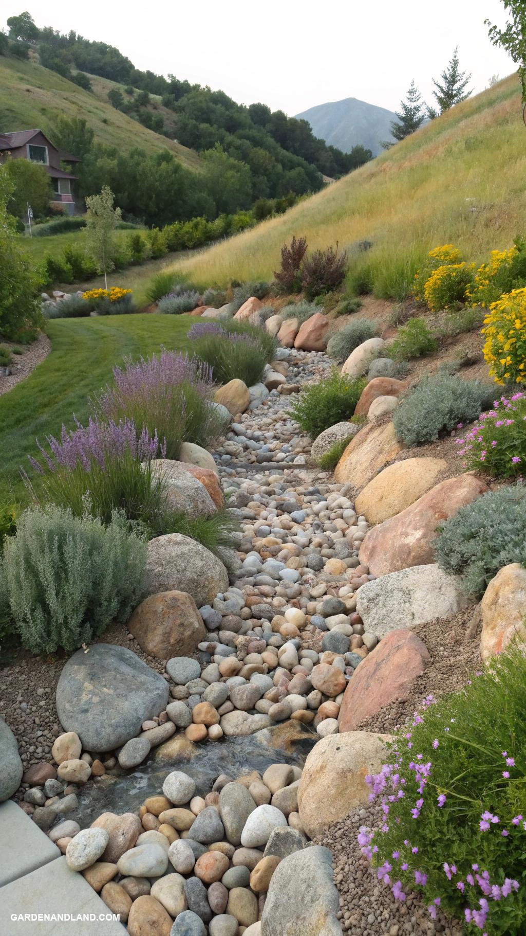 landscaping with rocks Dry creek bed for natural drainage