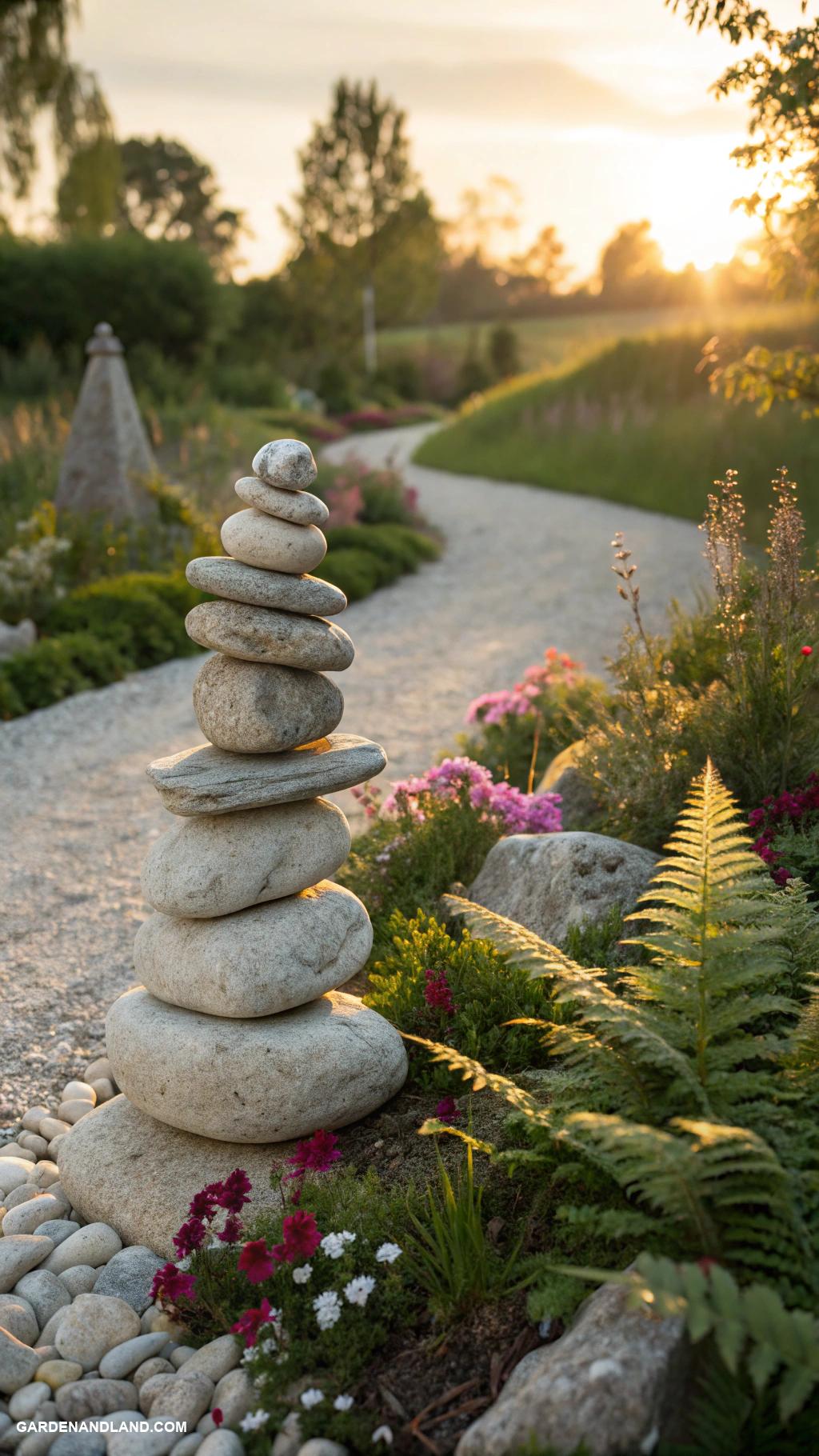 landscaping with rocks Stacked stones for vertical space utilization
