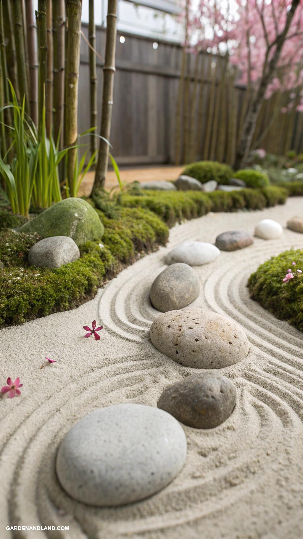landscaping with rocks Zen garden with smooth river stones