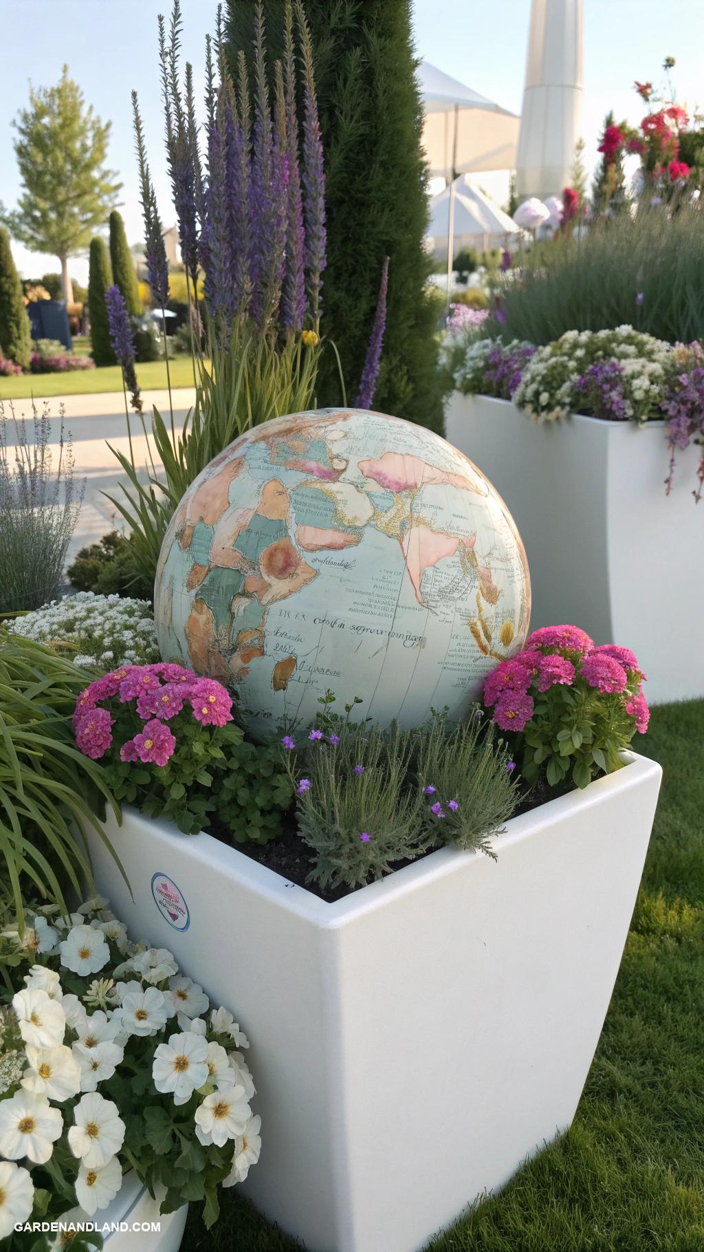 modern white planter ideas Ceramic globes for a chic garden display