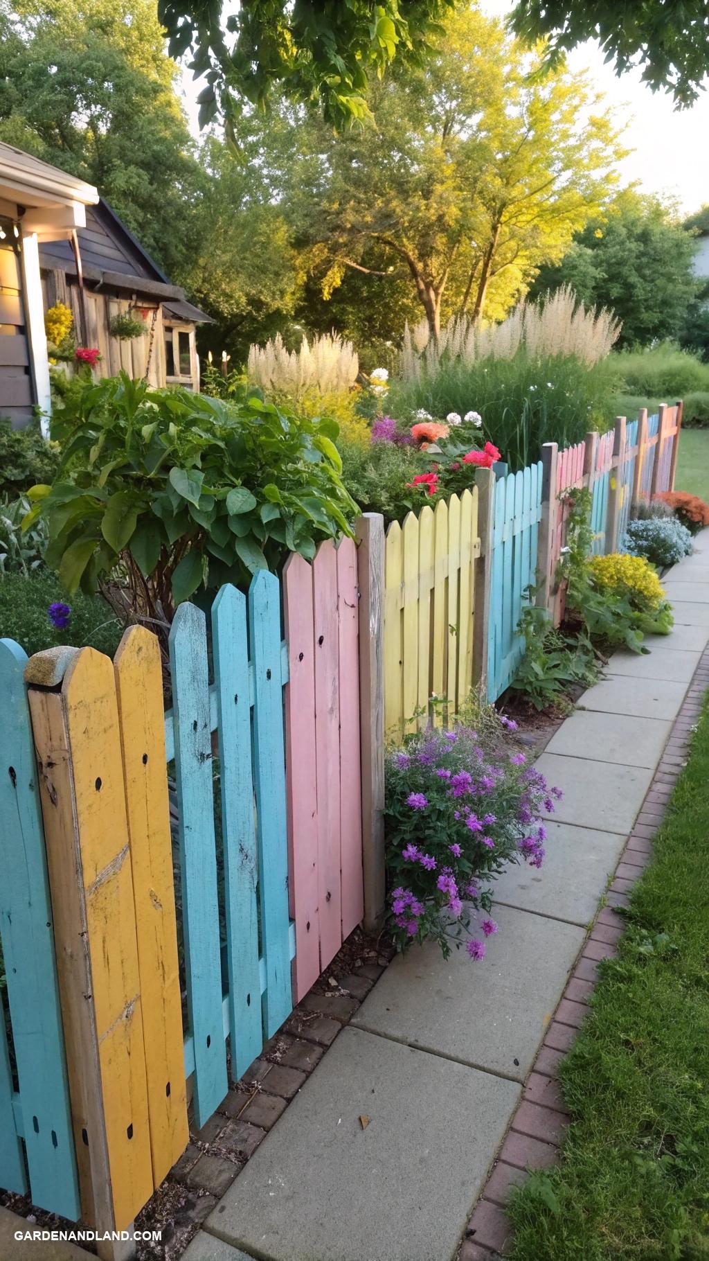 privacy fence ideas Colorful recycled pallets as fencing