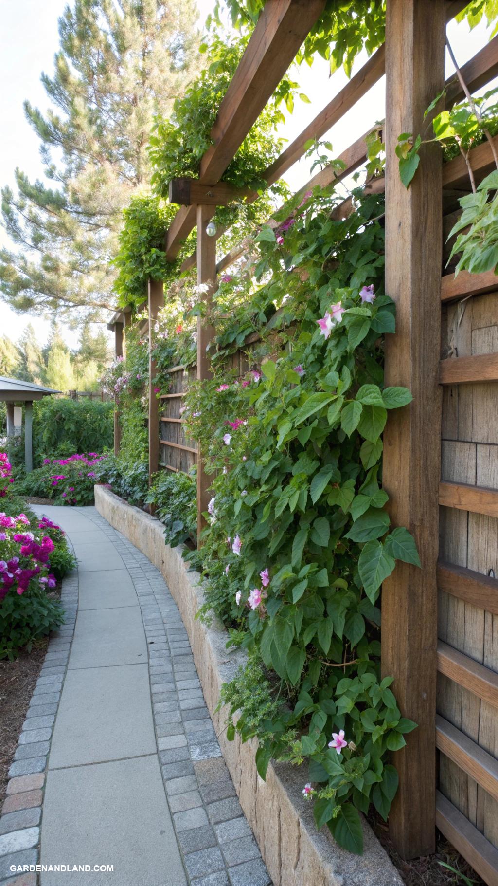privacy fence ideas Living wall with climbing plants