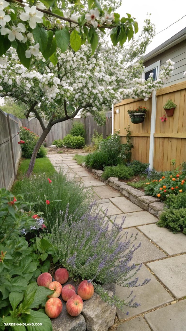 side of house landscaping Edible landscaping with fruit trees