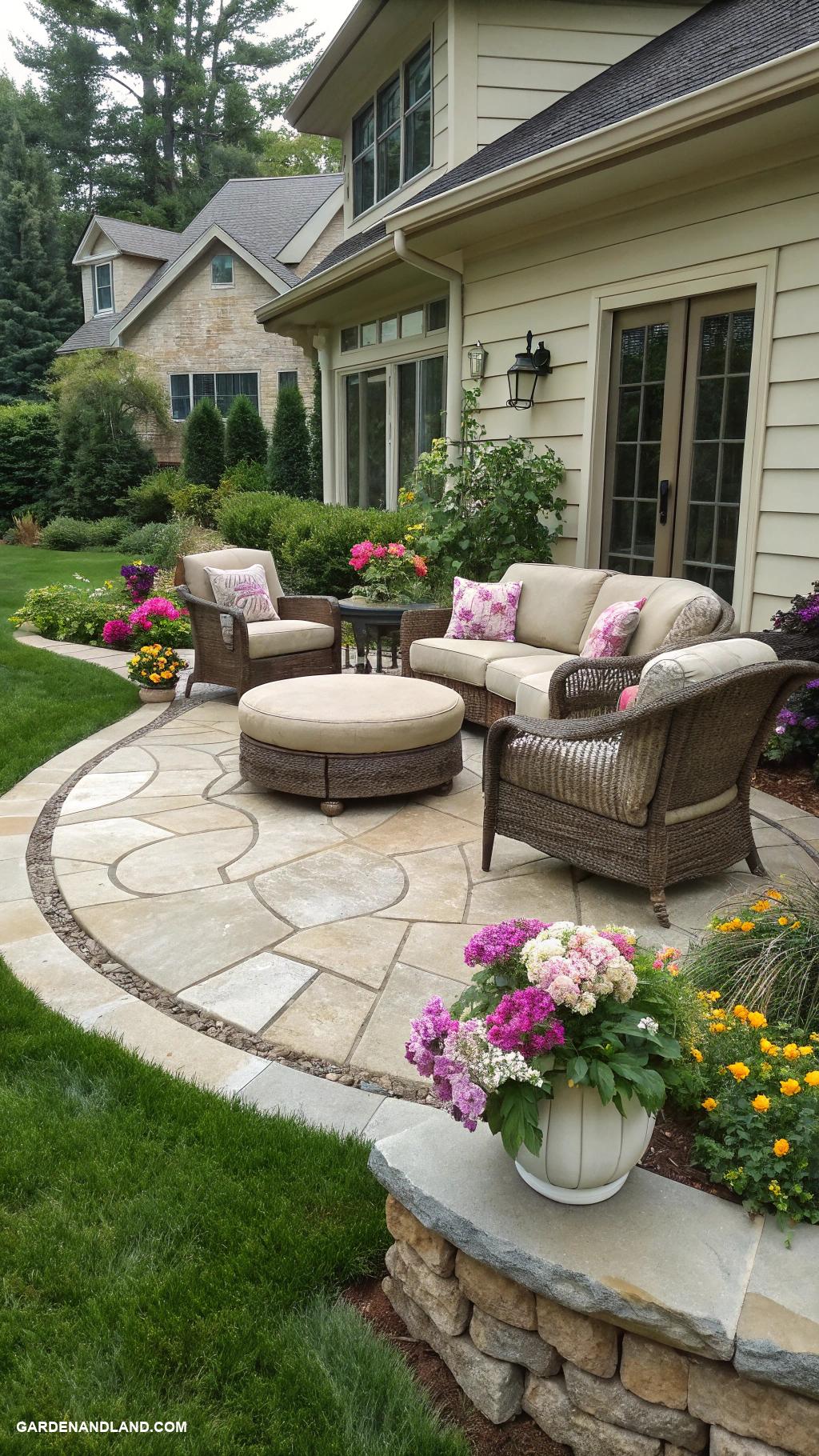 side of house landscaping Outdoor seating area with natural stones
