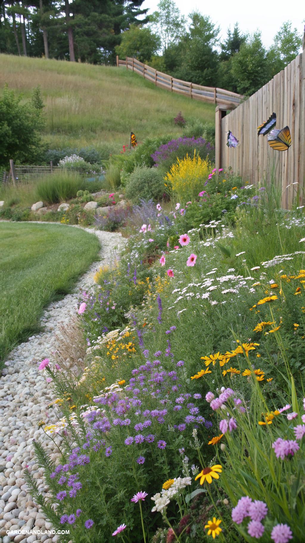 sloped backyard ideas Wildflower meadow for a natural aesthetic