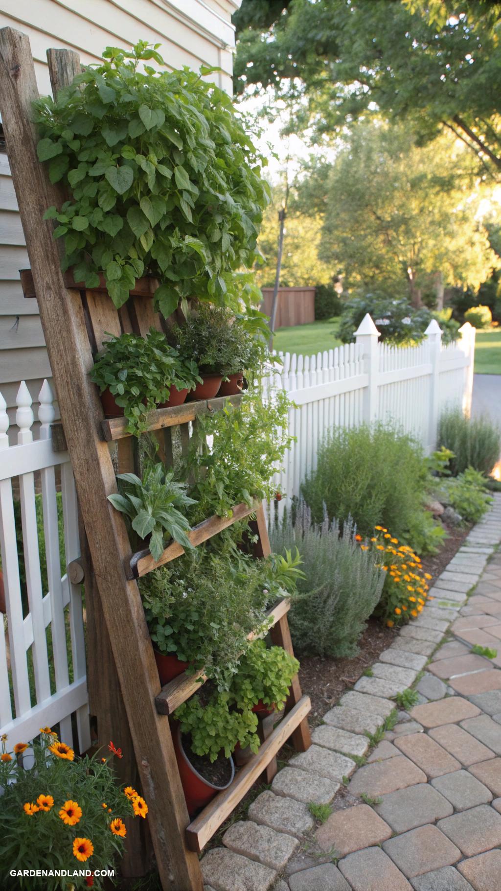small front yard gardens Vertical herb garden on a trellis