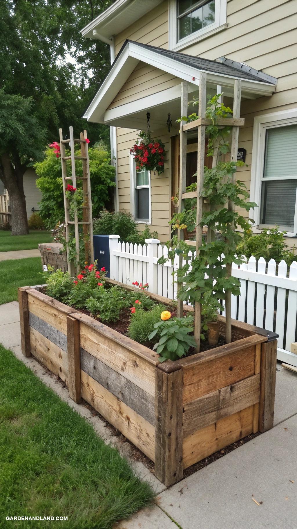 small front yard ideas Custom wooden planter boxes for vegetables