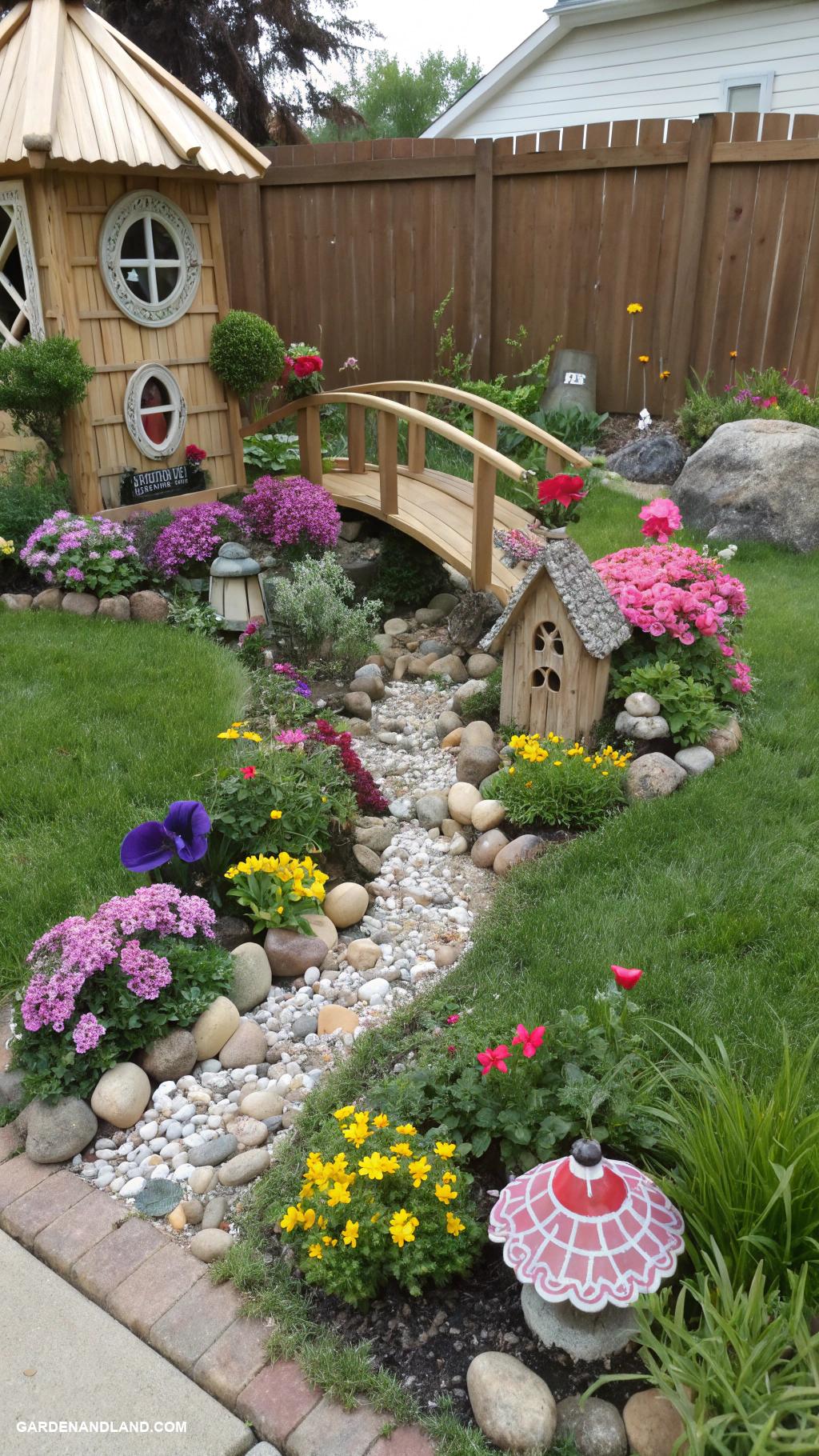 small front yard ideas Whimsical fairy garden with miniature decor