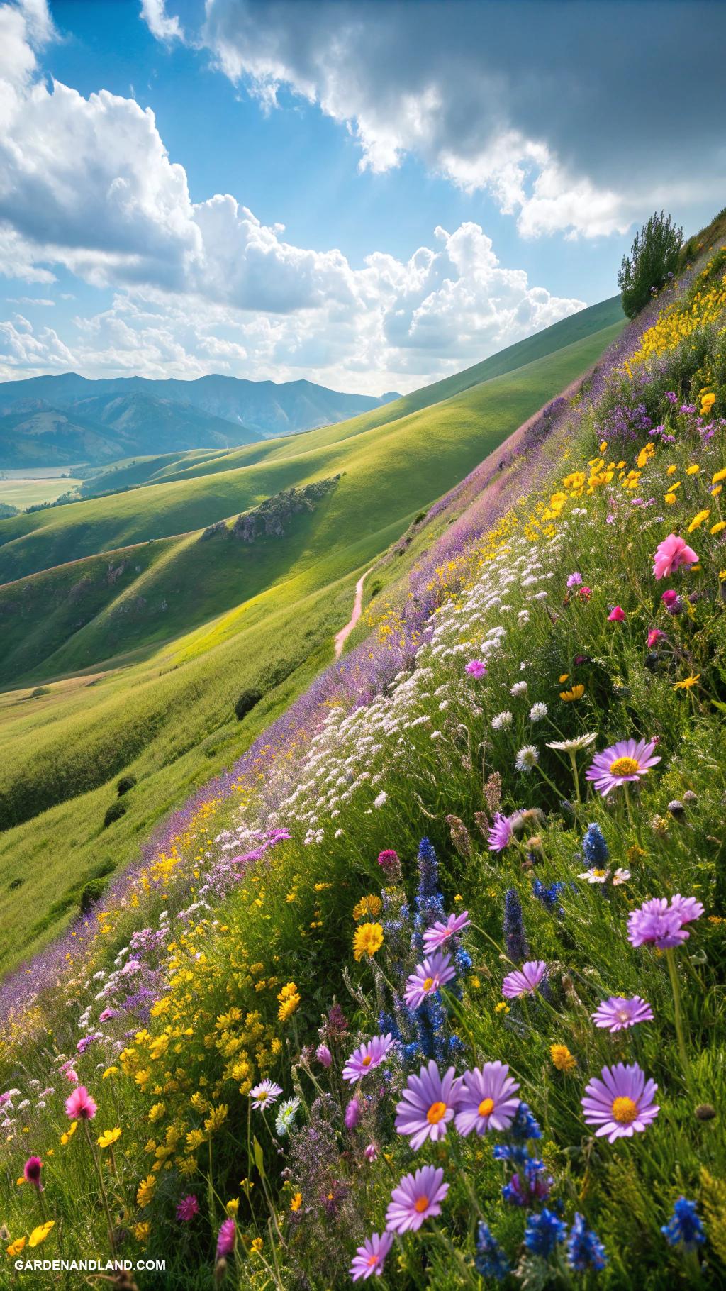 steep hill landscaping Colorful wildflower slopes attracting butterflies