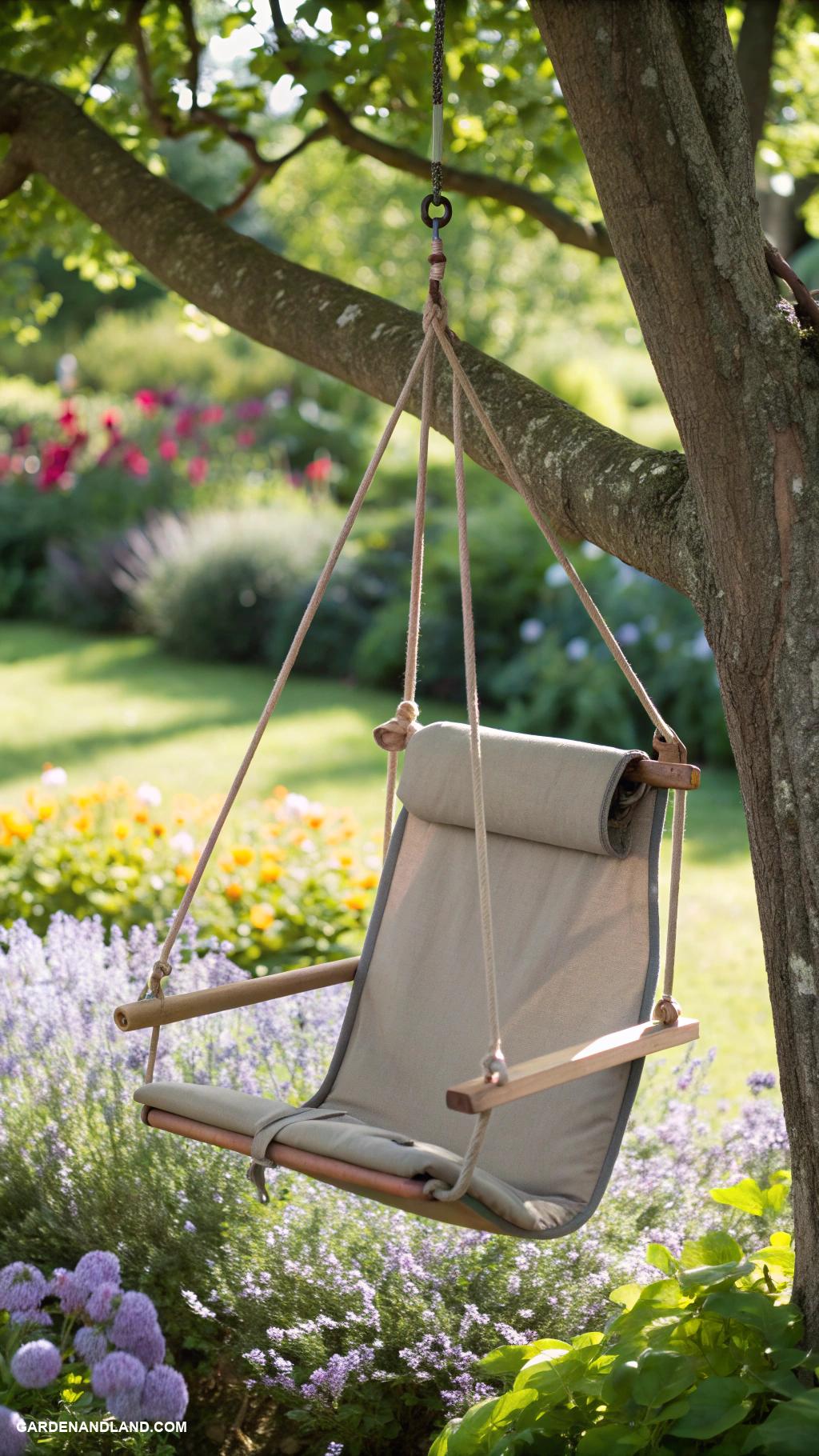 tree swing ideas Canvas seat swing for modern aesthetic