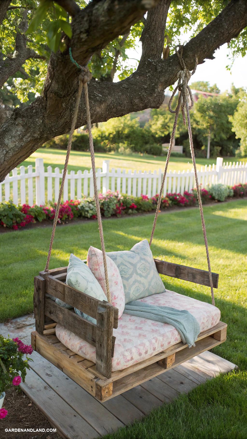 tree swing ideas DIY pallet swing for rustic charm