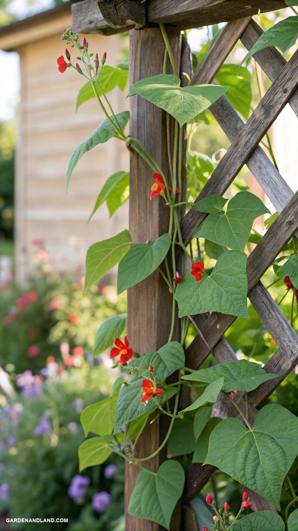 wall climbing plants Scarlet runner beans for edible decor