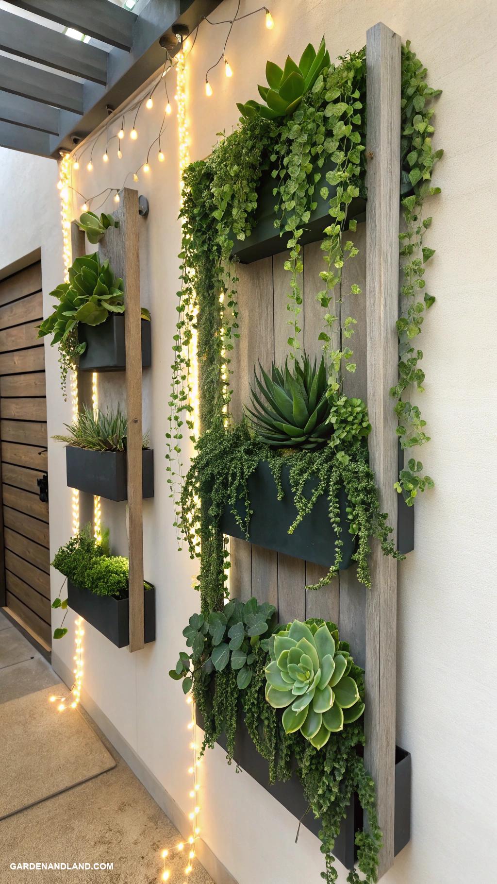 wall climbing plants Vertical succulent garden for modern aesthetics