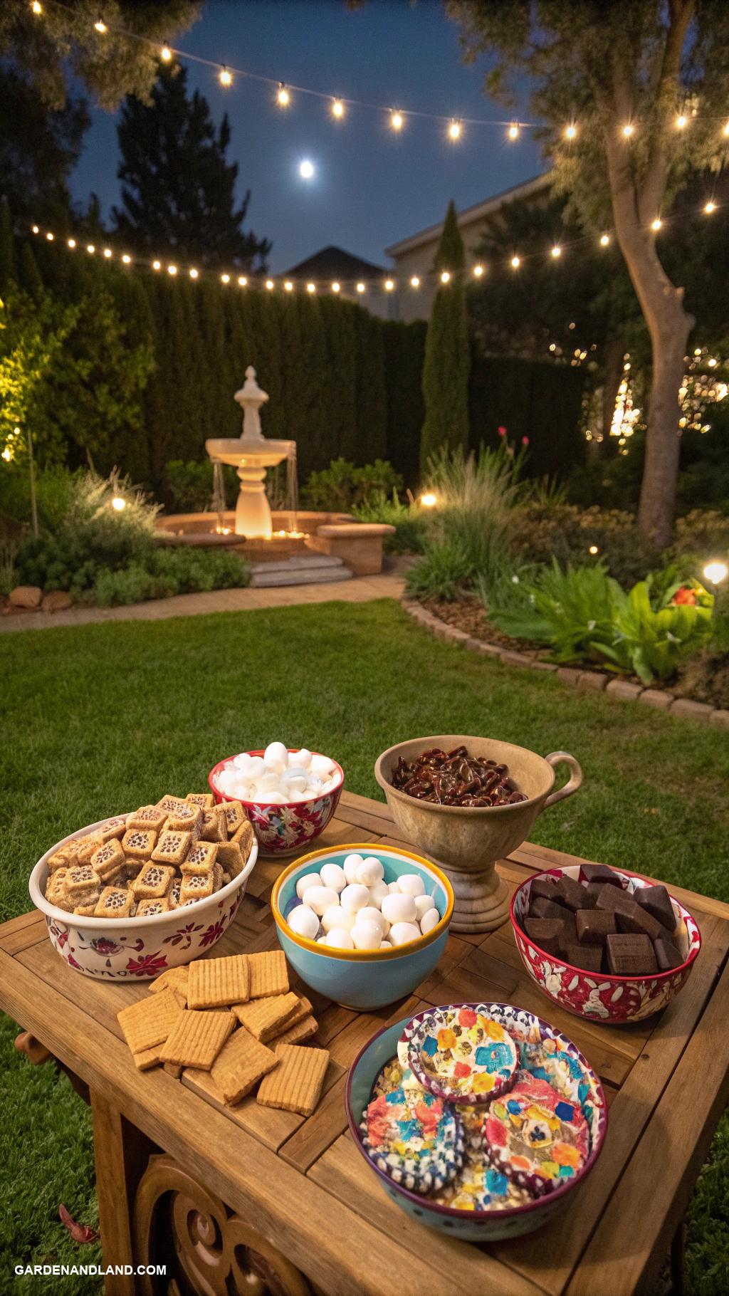 backyard BBQ party ideas Campfire smores bar under the stars