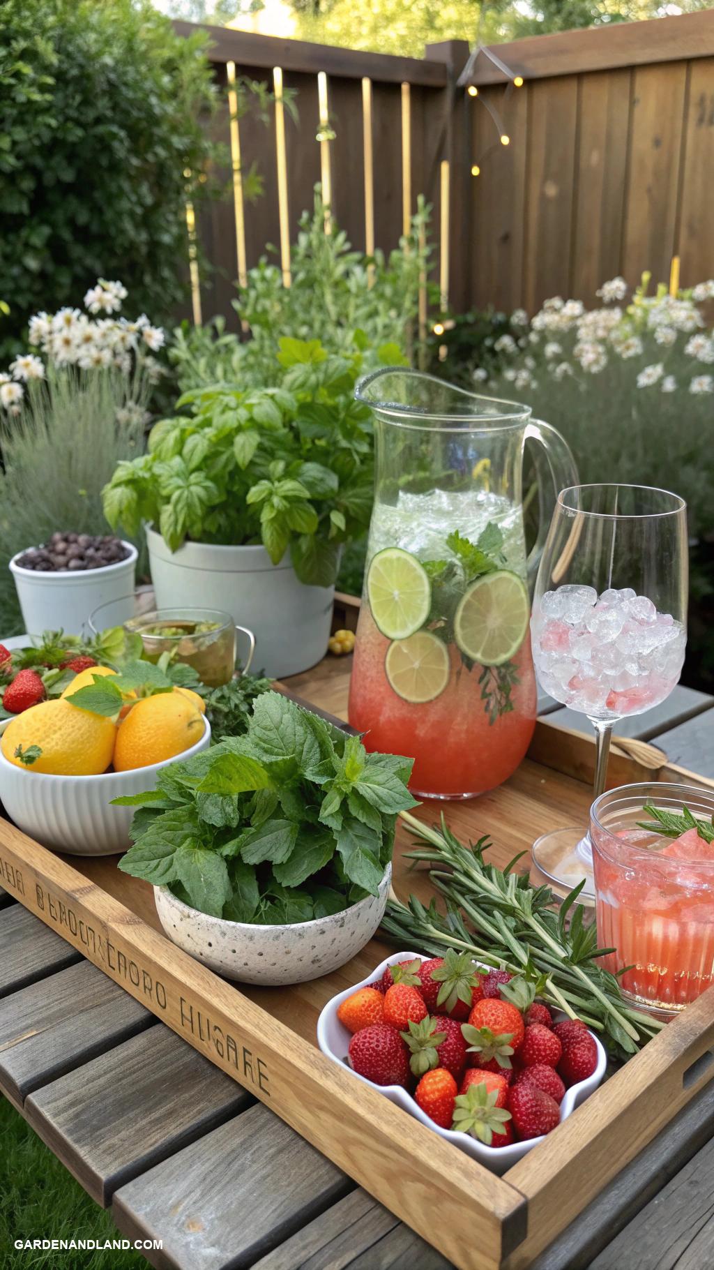 backyard BBQ party ideas DIY cocktail mixing with fresh herbs