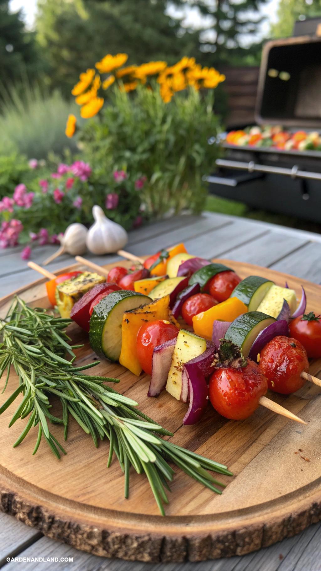 backyard BBQ party ideas Vegetable kebab skewers with homemade marinades