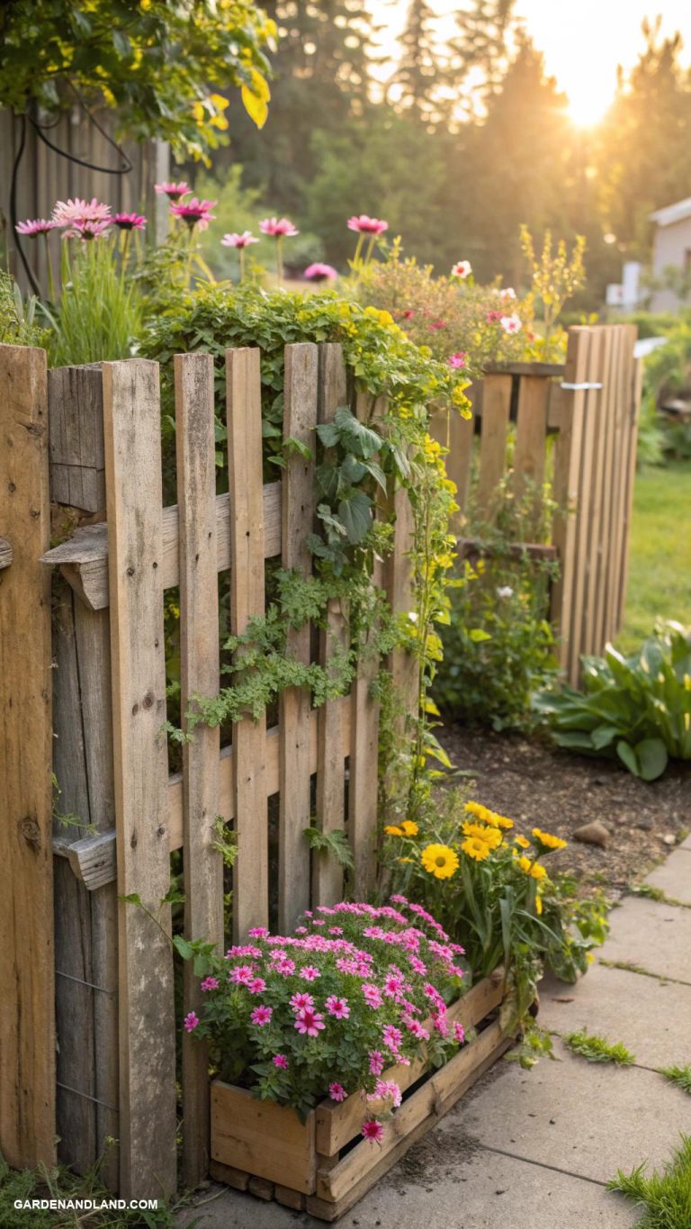 cheap fence Recycled pallets for rustic garden fencing