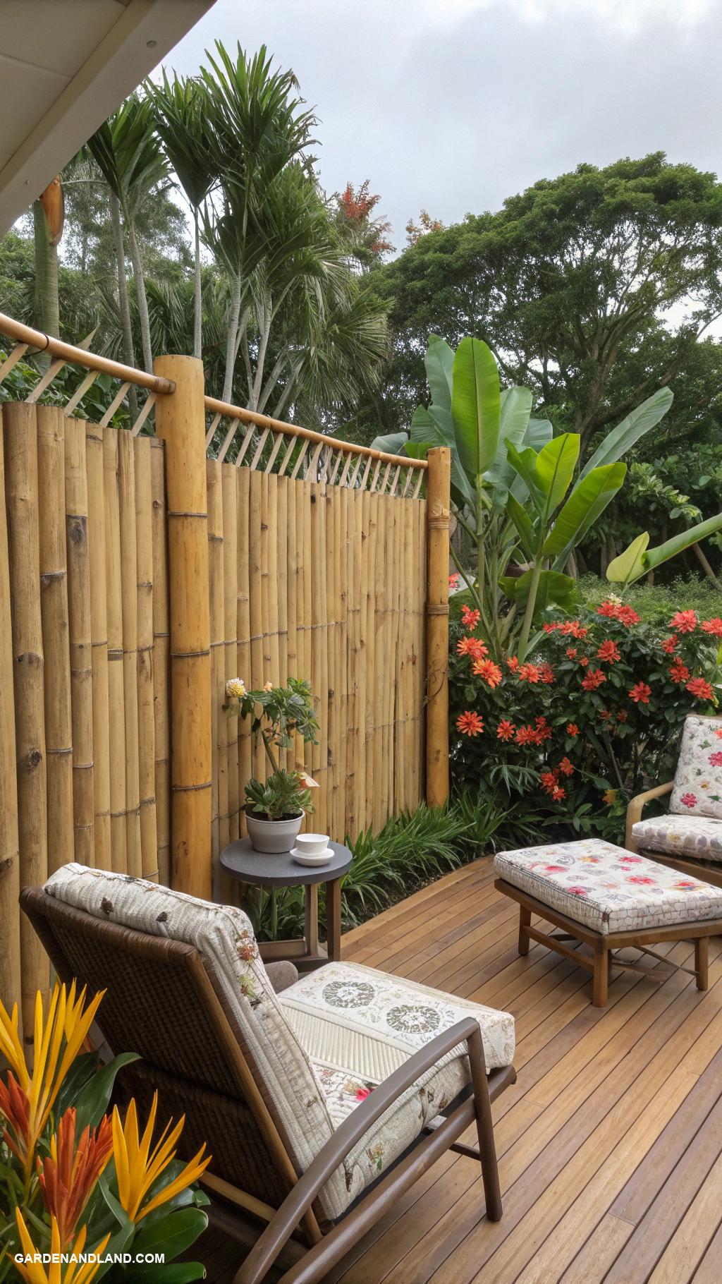 deck skirting ideas cheap Bamboo fencing for tropical vibes