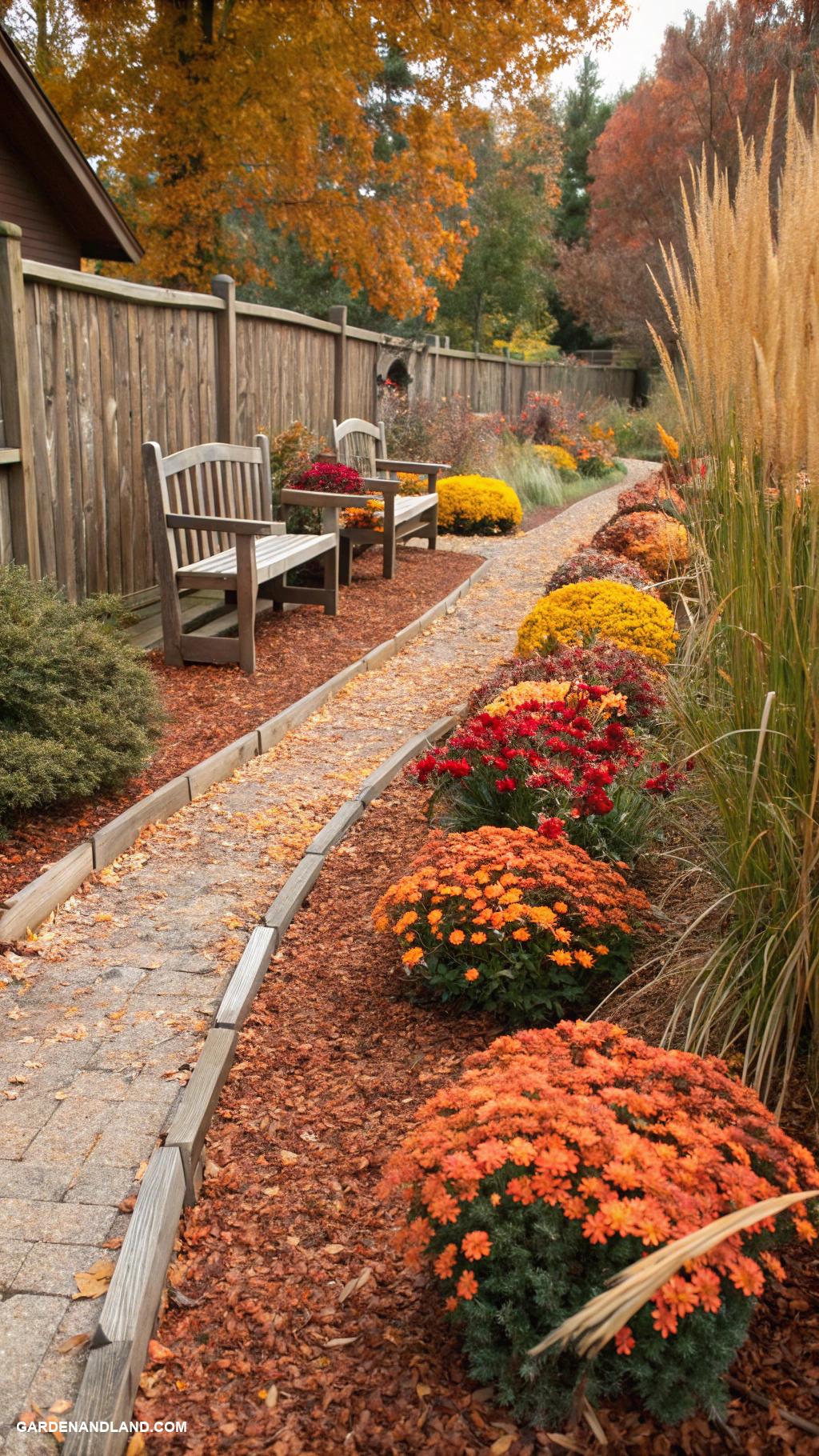 fall backyard ideas Beautiful wood mulch paths