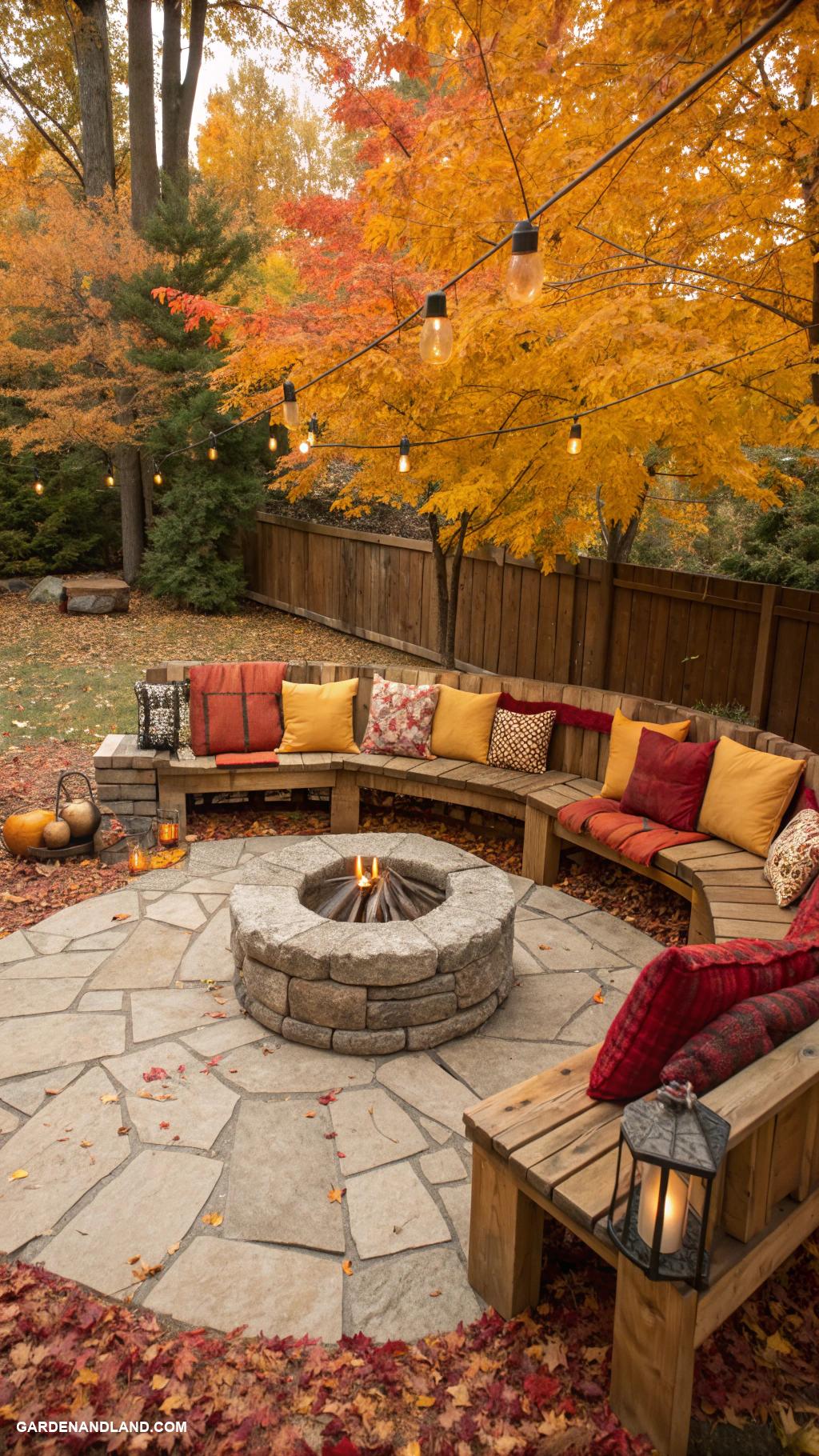 fall backyard ideas Cozy fire pit seating area