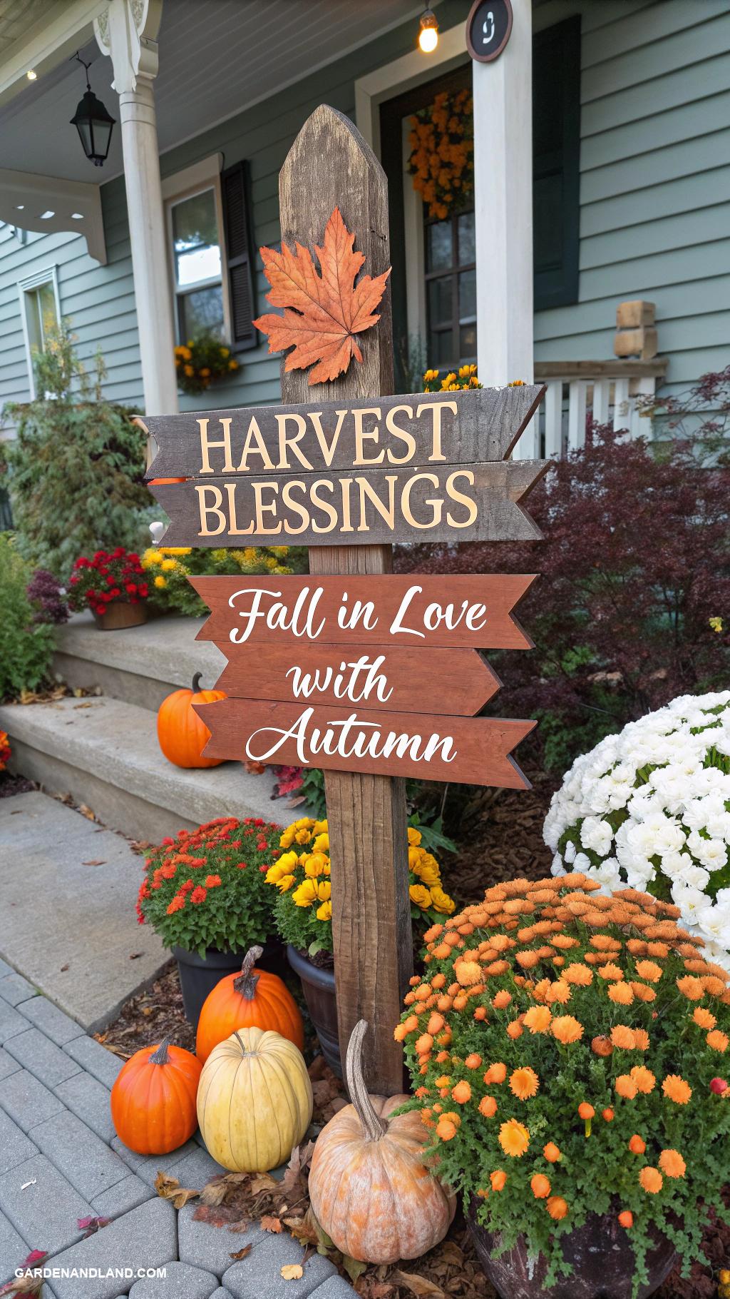 fall exterior house decorating Rustic wooden signs with seasonal messages