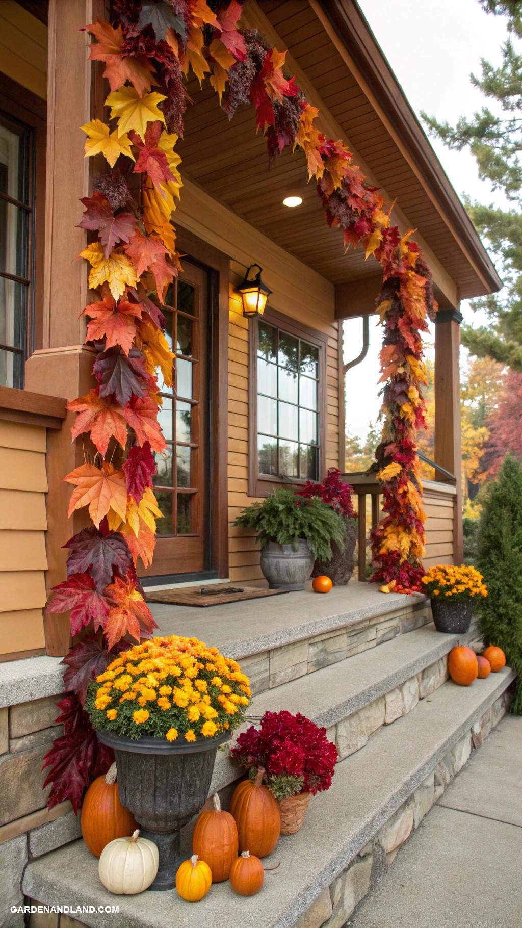 fall front yard ideas Colorful leaf garlands