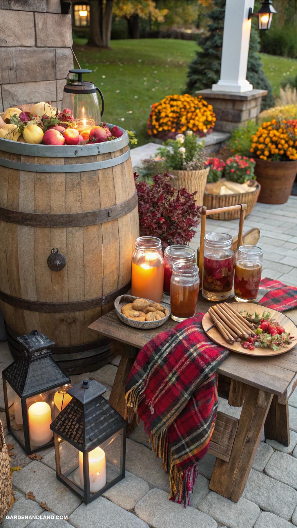 fall patio ideas Cider station with warm beverage options