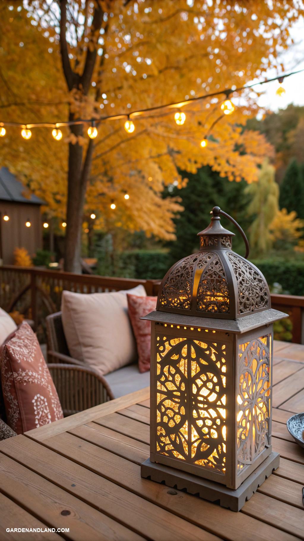fall patio ideas Decorative lanterns for enchanting lighting