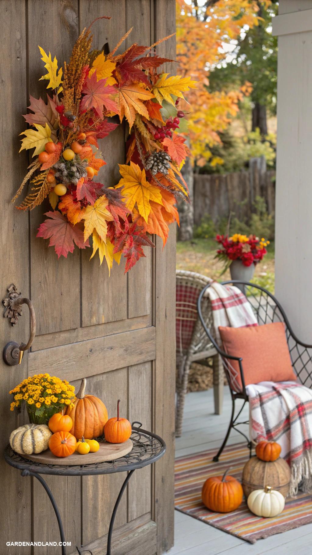 fall patio ideas Harvest inspired wreaths for seasonal decor