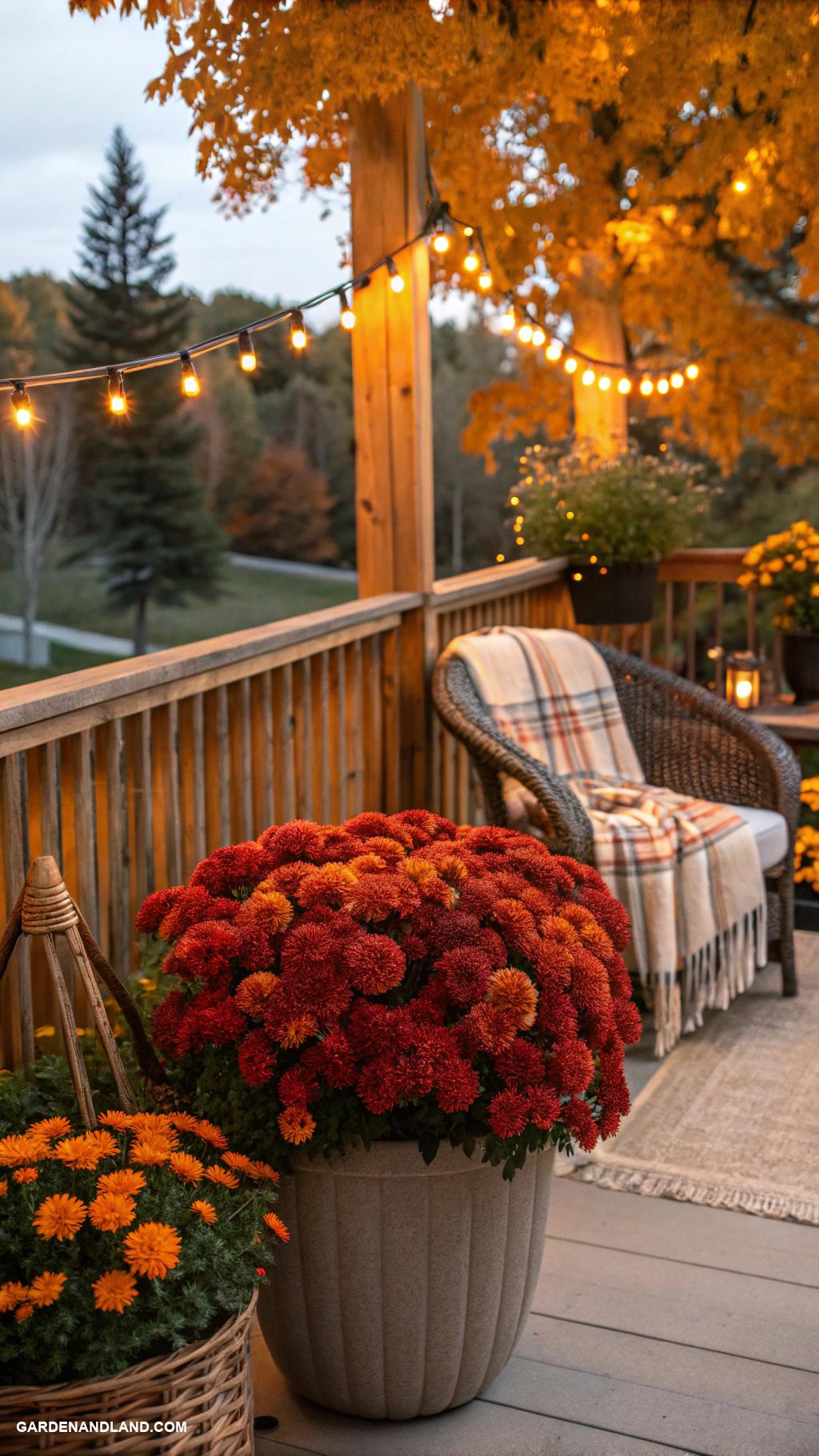 fall patio ideas Seasonal plants for vibrant color accents