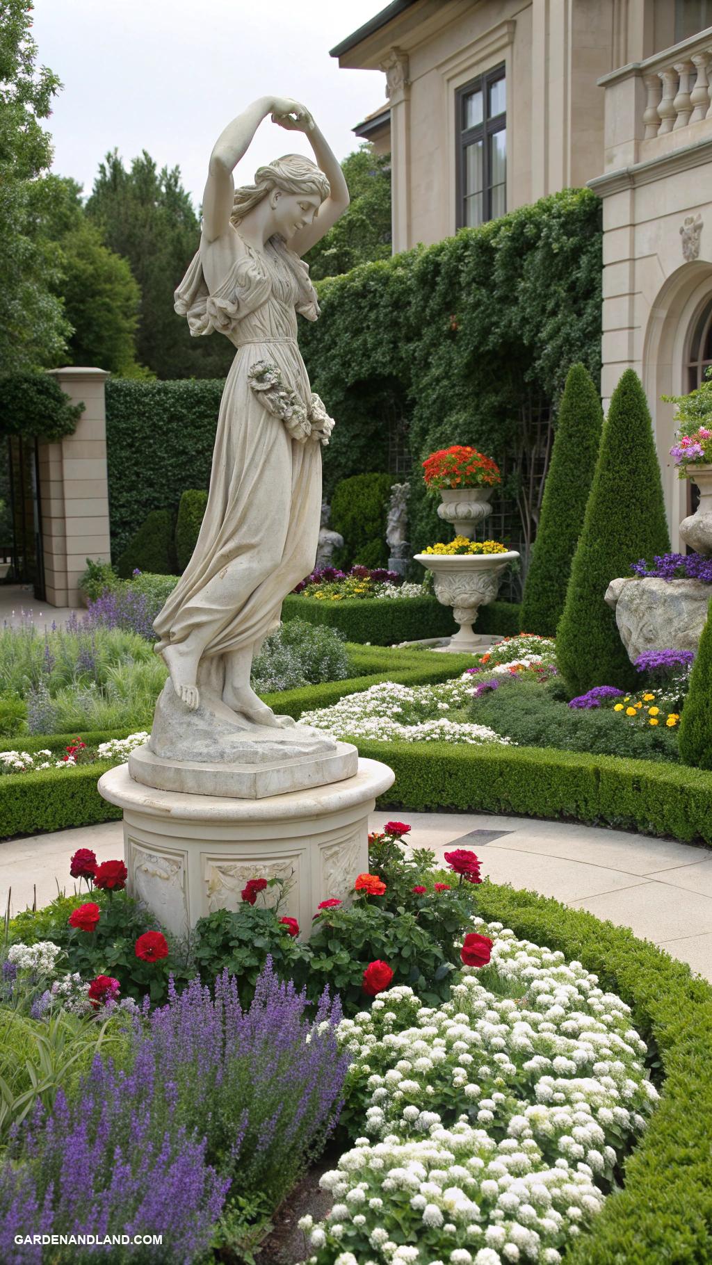 front yard landscaping Garden sculpture for artistic focal point