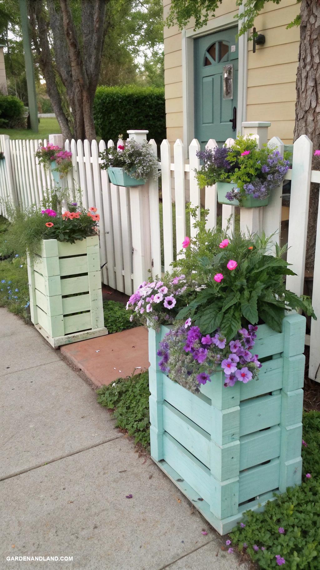 front yard landscaping Repurposed wood pallets for planters
