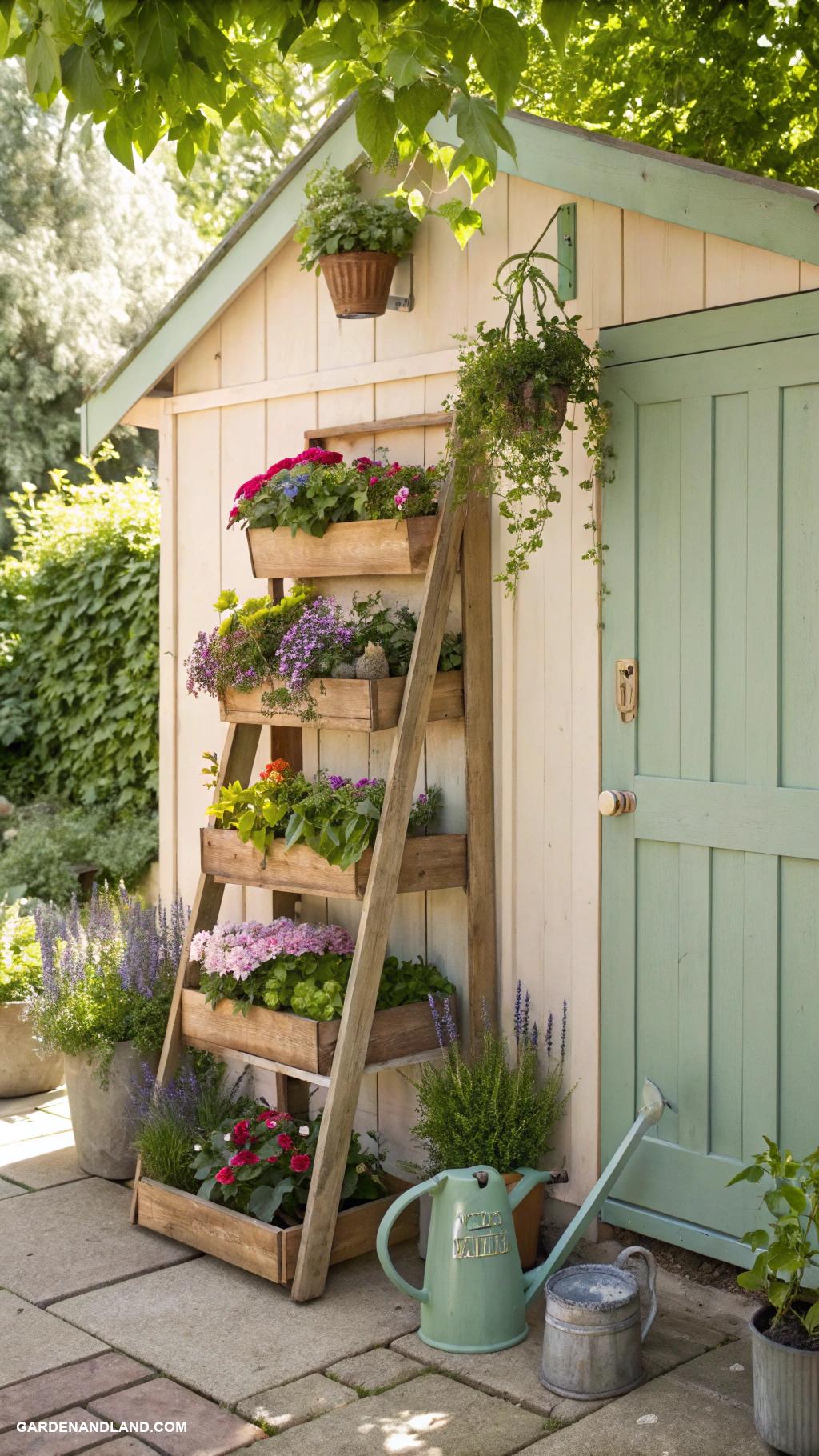 shed organization ideas Tiered plant stands to maximize space