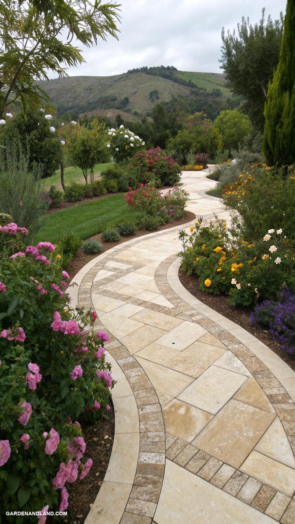 travertine walkways Create a spiral pathway for intrigue