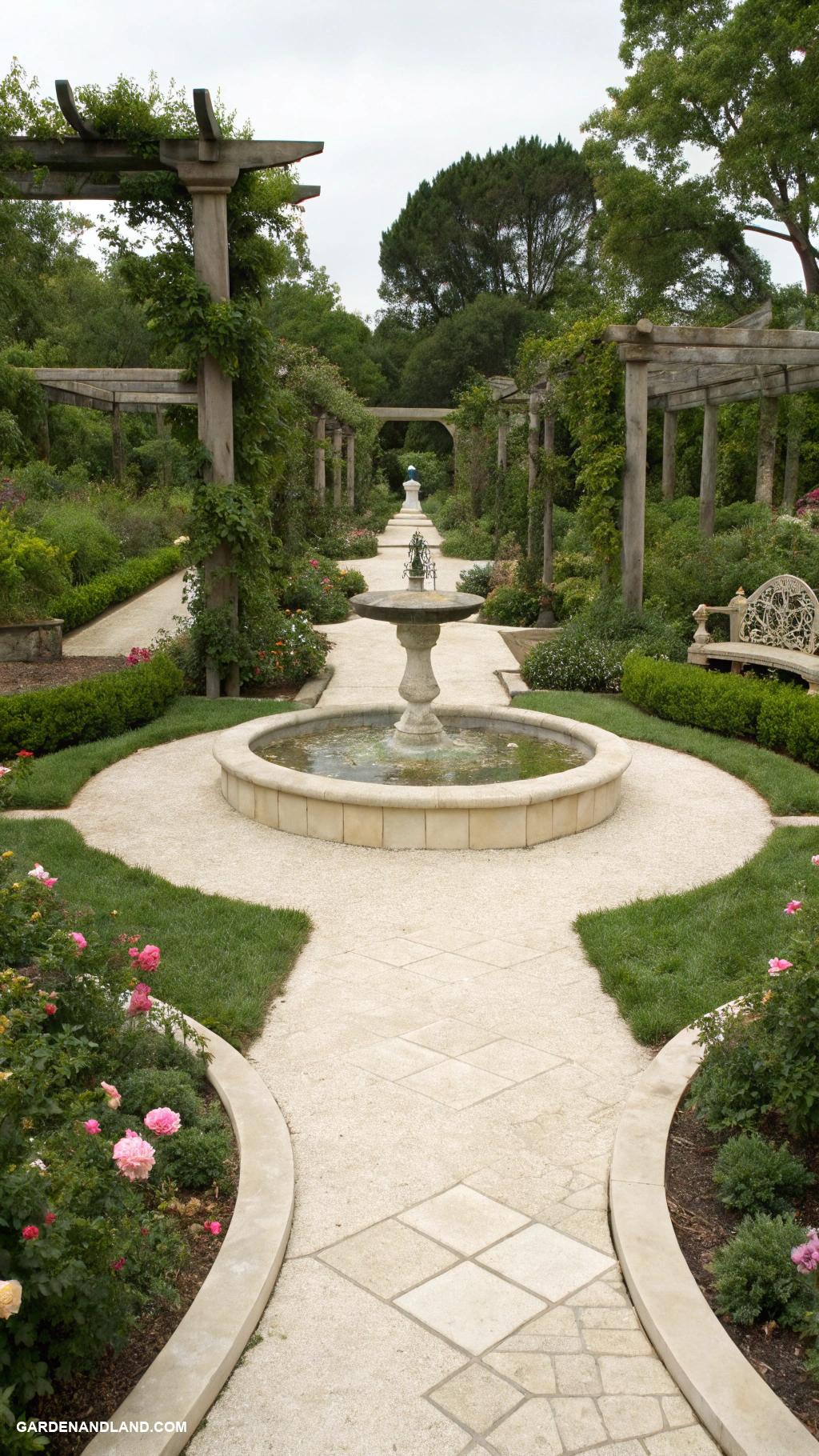 travertine walkways Design symmetric pathways around focal points