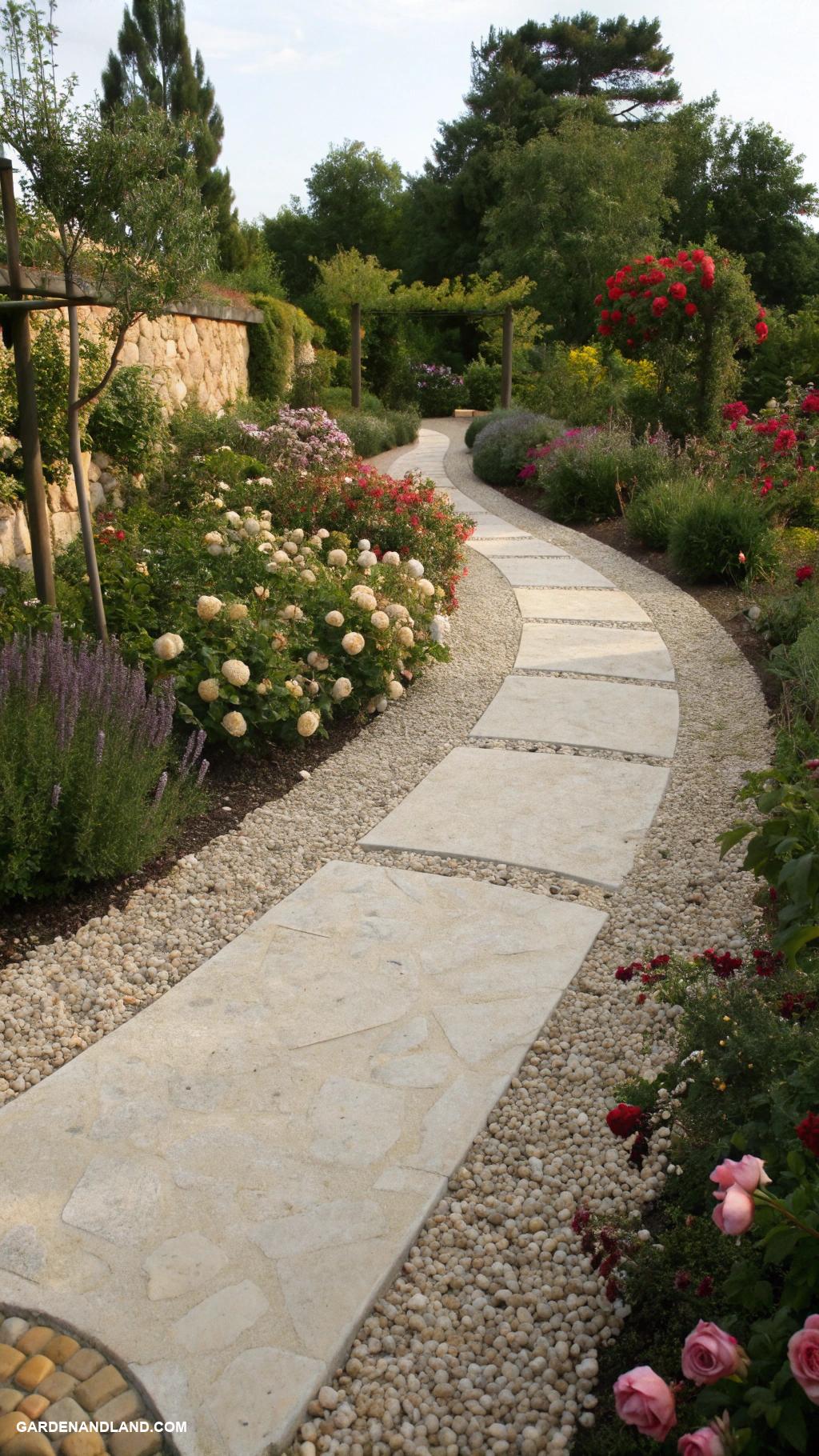 travertine walkways Mix travertine with gravel for texture