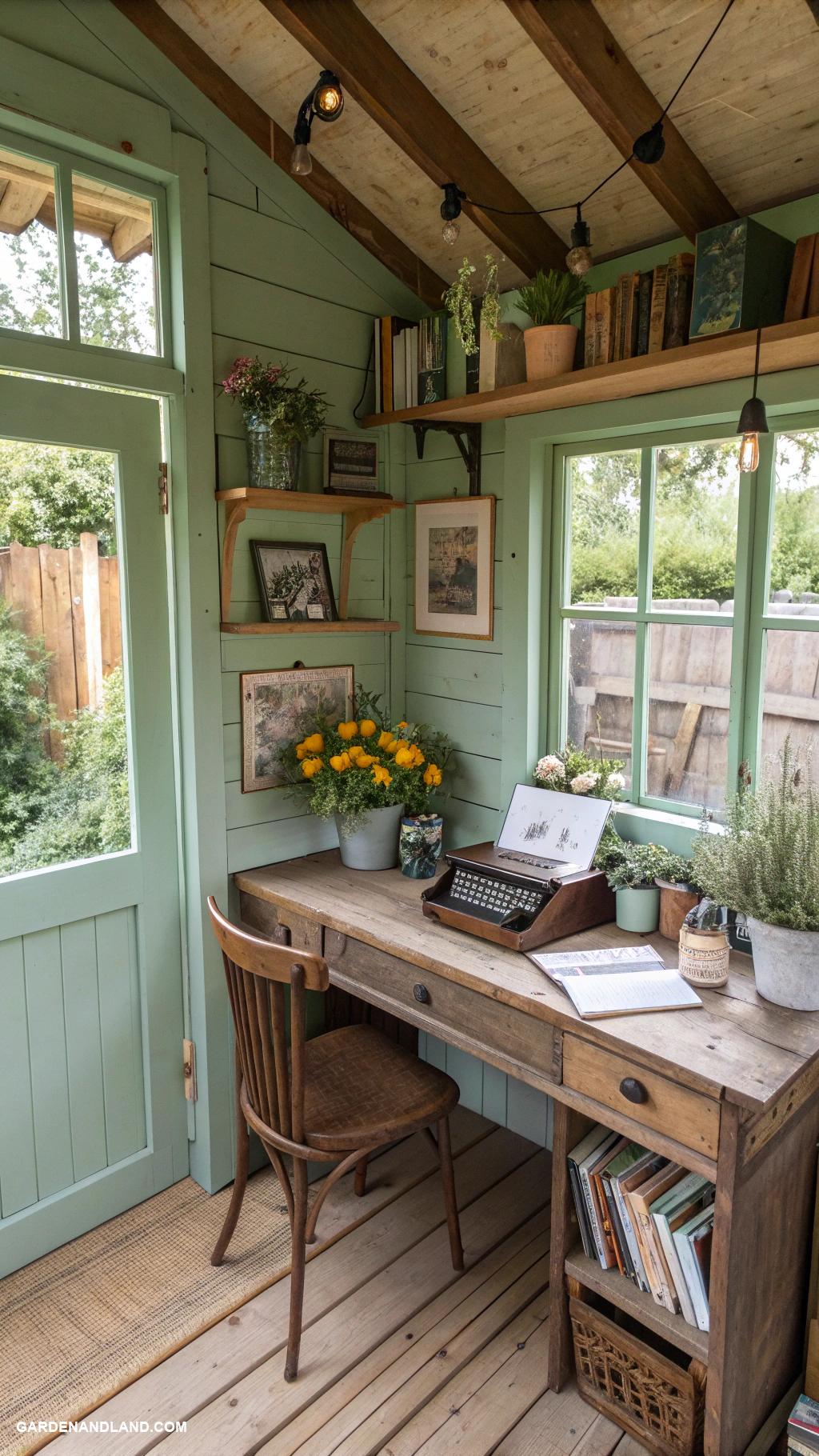 backyard shed ideas Design a rustic garden office workspace